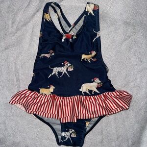 Holiday Christmas Dog with Gift bags Toddler Girls Swim/Bathing Suit